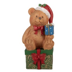 Clayre & Eef Statuetta decorativa di Natale Orso 14x14x25 cm Marrone Plastica