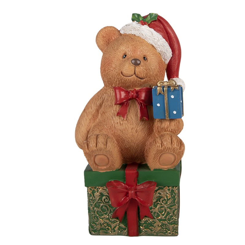 Clayre & Eef Weihnachtsdekorationsfigur Bär 14x14x25 cm Braun Kunststoff
