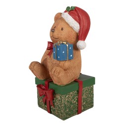 Clayre & Eef Statuetta decorativa di Natale Orso 14x14x25 cm Marrone Plastica