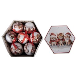 Clayre & Eef Palla di natale set di 14 8x8x8 cm Bianco Plastica