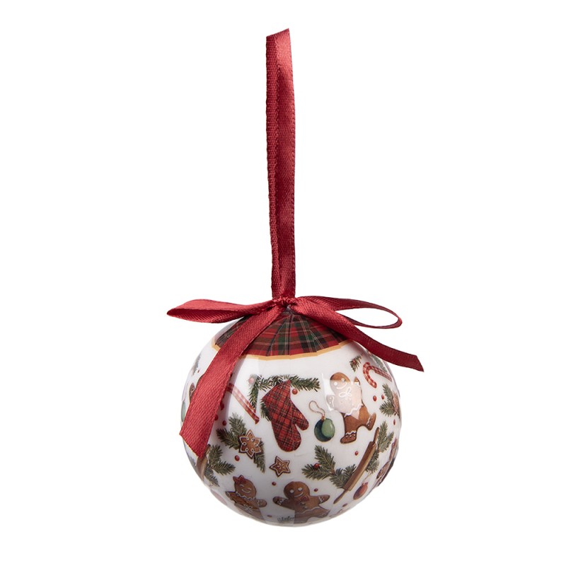 Clayre & Eef Christmas Bauble Set of 14 8x8x8 cm White Plastic