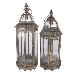 Clayre & Eef Lanterne set de 2 Ø 26x67 / Ø 19x45 cm Marron Métal