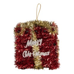 Clayre & Eef Ornamento Natalizio Regalo 9x9x10 cm Rosso Plastica