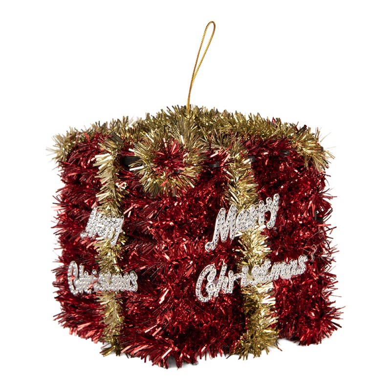 Clayre & Eef Ornamento Natalizio Regalo 9x9x10 cm Rosso Plastica