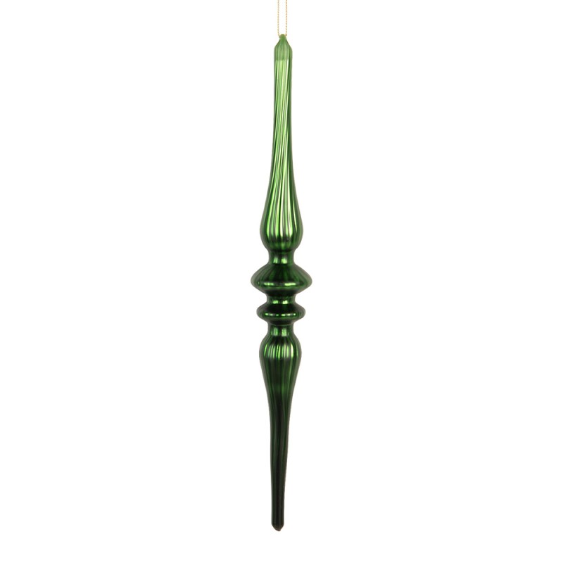 Clayre & Eef Ornamento Natalizio Ø 4x29 cm Verde Vetro
