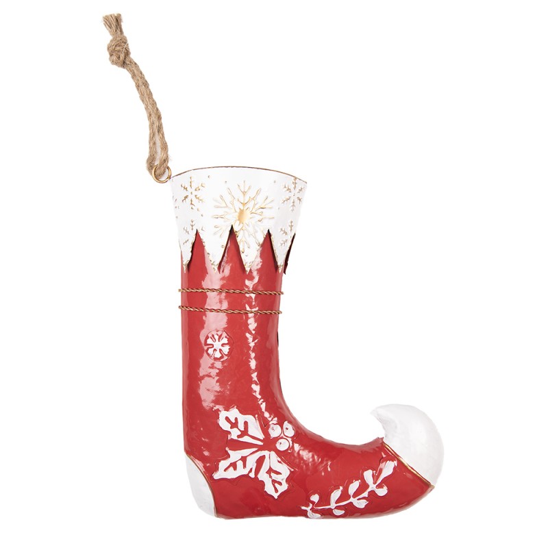 Clayre & Eef Ornamento Natalizio Calze di Natale 26x8x35 cm Rosso Metallo