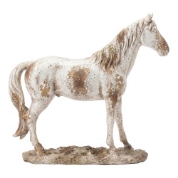 Clayre & Eef Decoratie Beeld Paard 73x23x64 cm Beige Keramisch materiaal
