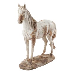 Clayre & Eef Decoratie Beeld Paard 73x23x64 cm Beige Keramisch materiaal