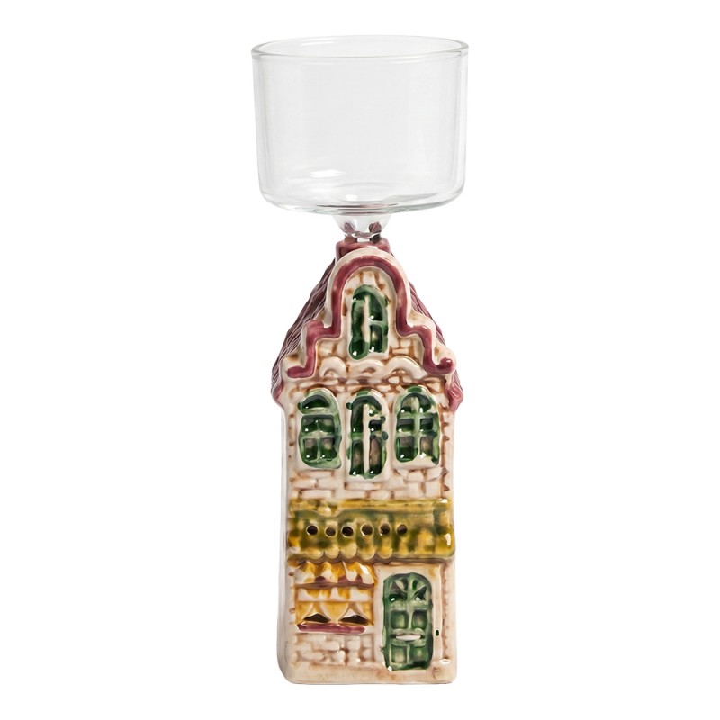 Clayre & Eef Porte-bougie 5x5x12 cm Couleur argent Verre