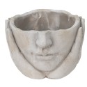 Clayre & Eef Blumentopf Kopf Ø 11x11 cm Beige Stein