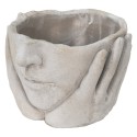 Clayre & Eef Blumentopf Kopf Ø 11x11 cm Beige Stein