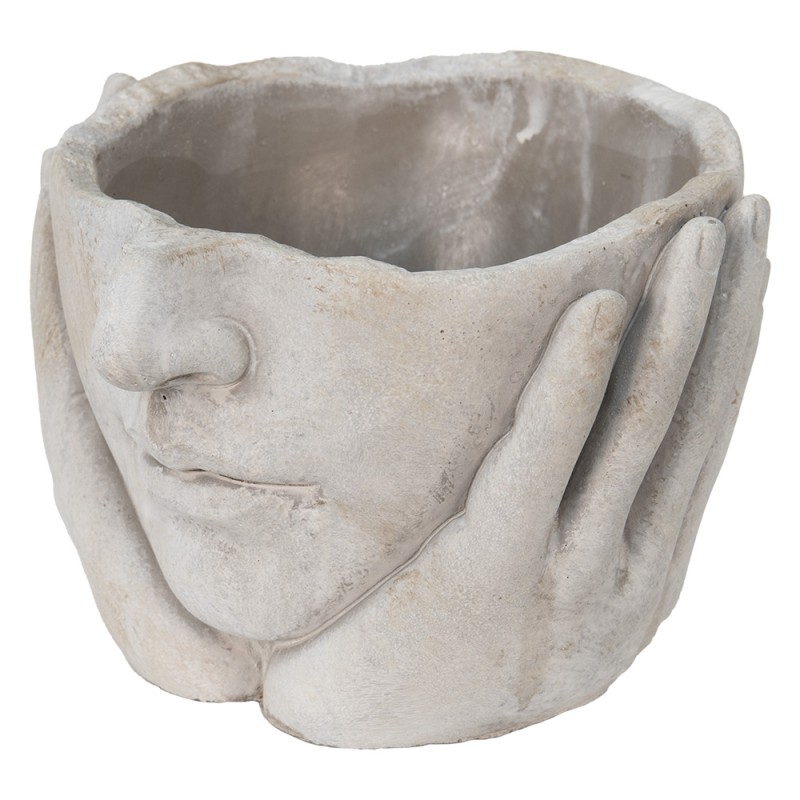 Clayre & Eef Blumentopf Kopf Ø 11x11 cm Beige Stein