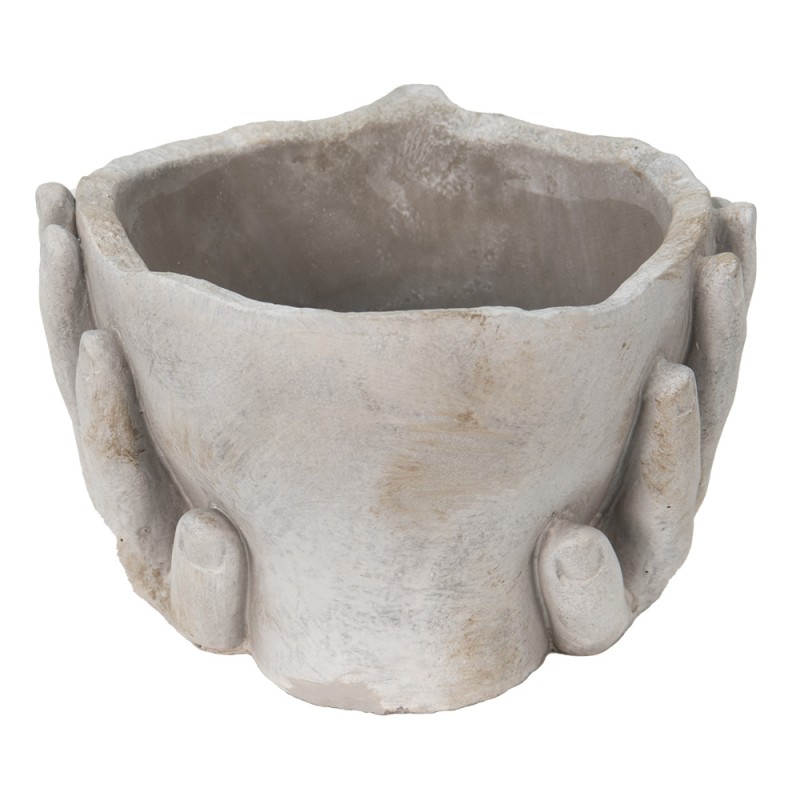 Clayre & Eef Blumentopf Kopf Ø 11x11 cm Beige Stein