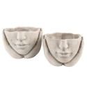 Clayre & Eef Blumentopf Kopf Ø 11x11 cm Beige Stein
