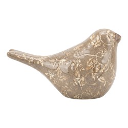 Clayre & Eef Decoratie Beeld Vogel Bruin Keramiek