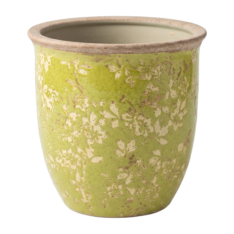 Clayre & Eef Blumentopf Grün Keramik