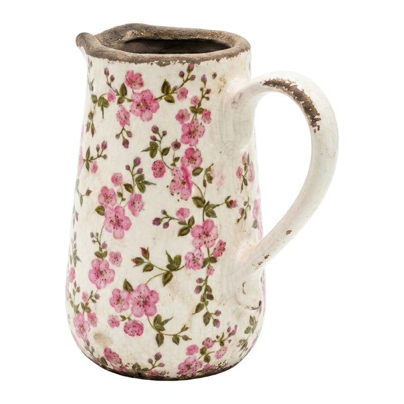 Clayre & Eef Dekorative Kanne Beige Keramik Blumen