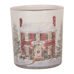 Clayre & Eef Porte-bougie Ø 7x8 cm Blanc Verre Noël