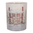Clayre & Eef Waxinelichthouder Ø 10x13 cm Wit Glas Kerst