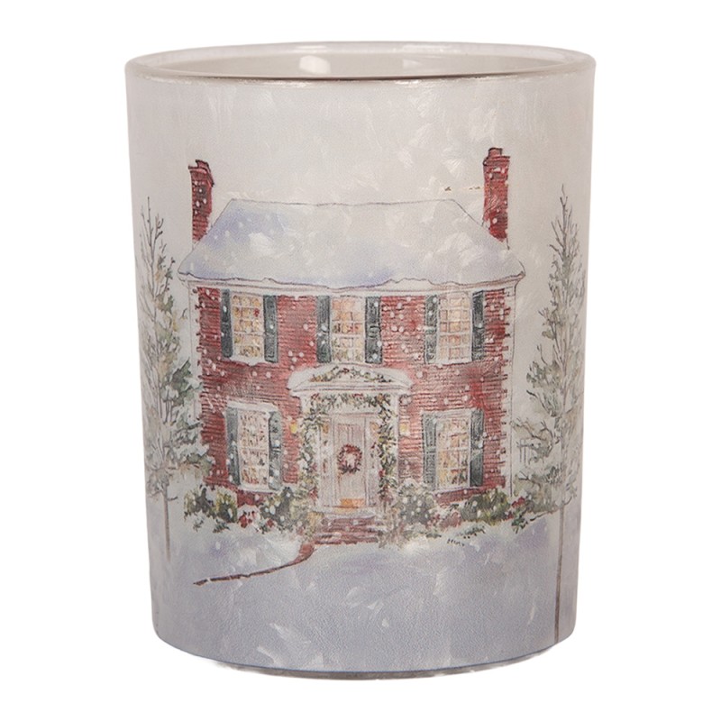 Clayre & Eef Waxinelichthouder Ø 10x13 cm Wit Glas Kerst