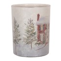 Clayre & Eef Waxinelichthouder Ø 10x13 cm Wit Glas Kerst