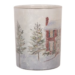 Clayre & Eef Tealight Holder Ø 10x13 cm White Glass Christmas