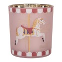 Clayre & Eef Waxinelichthouder Ø 7x8 cm Roze Glas