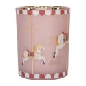 Clayre & Eef Porte-bougie Ø 10x13 cm Rose Verre Cheval