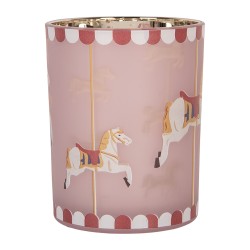 Clayre & Eef Porte-bougie Ø 10x13 cm Rose Verre Cheval