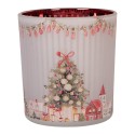 Clayre & Eef Waxinelichthouder Ø 7x8 cm Grijs Glas Kerst