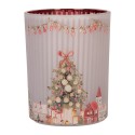 Clayre & Eef Waxinelichthouder Ø 10x13 cm Grijs Glas Kerst