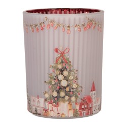 Clayre & Eef Waxinelichthouder Ø 10x13 cm Grijs Glas Kerst