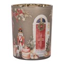 Clayre & Eef Portacandela Ø 10x13 cm Grigio Vetro Natale