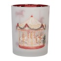 Clayre & Eef Waxinelichthouder Ø 10x13 cm Wit Glas Kerst