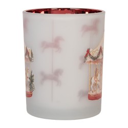 Clayre & Eef Tealight Holder Ø 10x13 cm White Glass Christmas