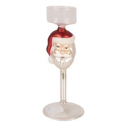 Clayre & Eef Porte-bougie Ø 7x20 cm Transparent Verre Père Noël
