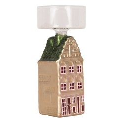 Clayre & Eef Waxinelichthouder 5x5x12 cm Zilverkleurig Glas