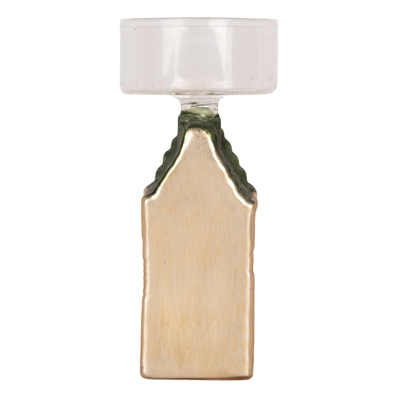 Clayre & Eef Waxinelichthouder 5x5x12 cm Zilverkleurig Glas