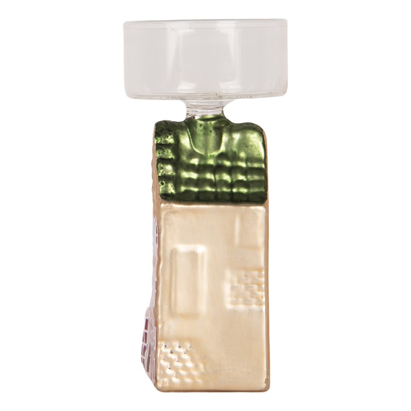 Clayre & Eef Waxinelichthouder 5x5x12 cm Zilverkleurig Glas