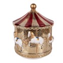 Clayre & Eef Christmas Decoration with LED Lighting Carousel Ø 15x17 cm Gold colored Glass