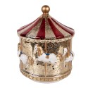 Clayre & Eef Christmas Decoration with LED Lighting Carousel Ø 15x17 cm Gold colored Glass