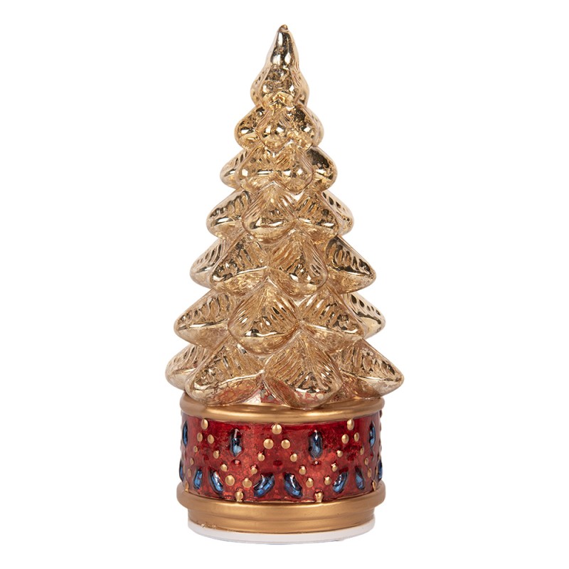 Clayre & Eef Kerstdecoratie met LED-verlichting Kerstboom Ø 12x27 cm Goudkleurig Glas