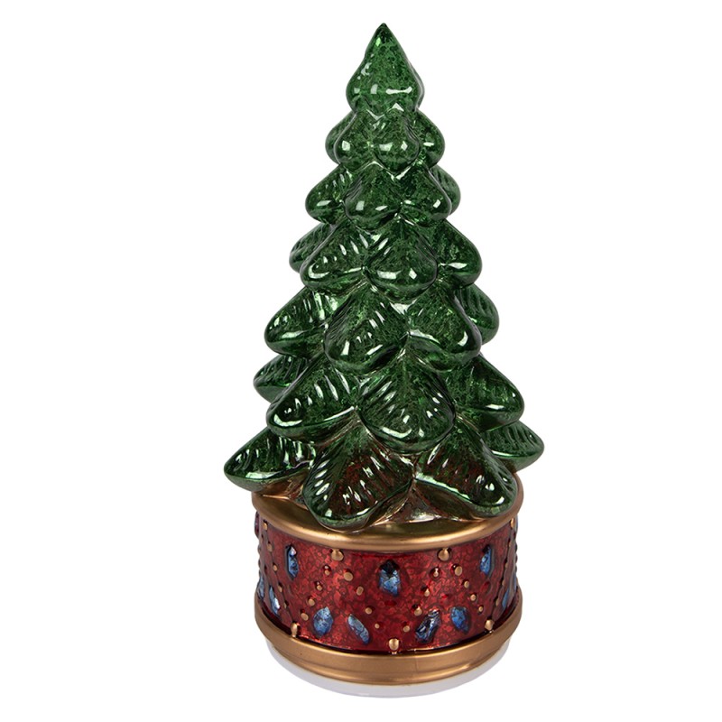 Clayre & Eef Kerstdecoratie met LED-verlichting Kerstboom Ø 12x27 cm Groen Kunststof