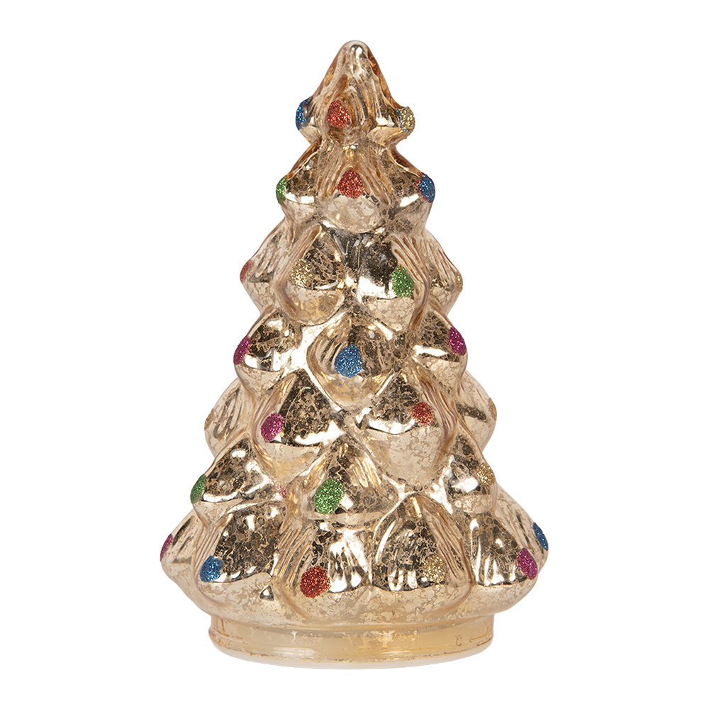 Clayre & Eef Kerstdecoratie met LED-verlichting Kerstboom Ø 12x18 cm Zilverkleurig Glas