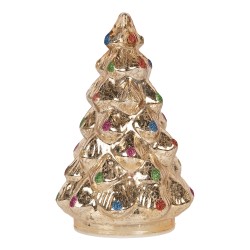Clayre & Eef Kerstdecoratie met LED-verlichting Kerstboom Ø 12x18 cm Zilverkleurig Glas