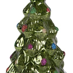 Clayre & Eef Weihnachtsdekoration mit LED-Beleuchtung Weihnachtsbaum Ø 13x23 cm Grün Kunststoff