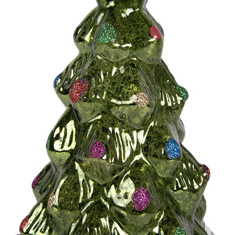 Clayre & Eef Weihnachtsdekoration mit LED-Beleuchtung Weihnachtsbaum Ø 13x23 cm Grün Kunststoff