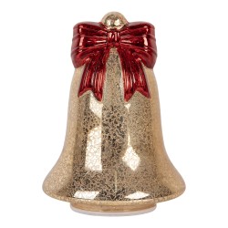 Clayre & Eef Christmas Decoration with LED Lighting Bell Ø 15x21 cm Gold colored Glass
