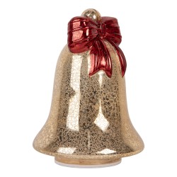 Clayre & Eef Christmas Decoration with LED Lighting Bell Ø 15x21 cm Gold colored Glass