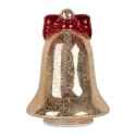 Clayre & Eef Christmas Decoration with LED Lighting Bell Ø 15x21 cm Gold colored Glass